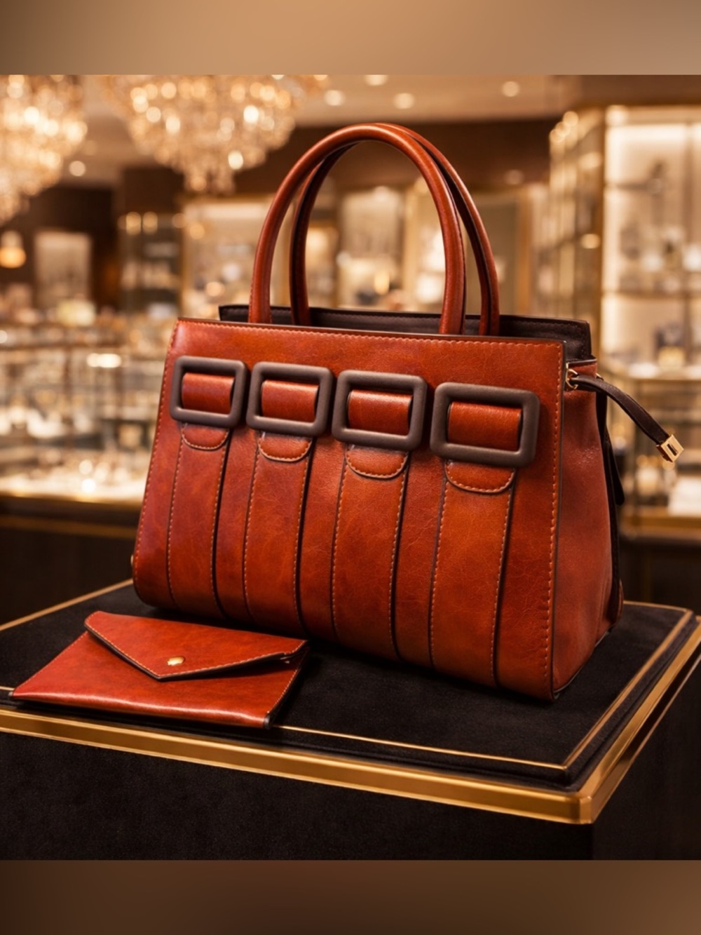 ✨ Elevated Elegance 3-Piece Handbag Set – Cognac ✨